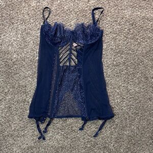 Victoria's Secret Deep Blue Lace Corset